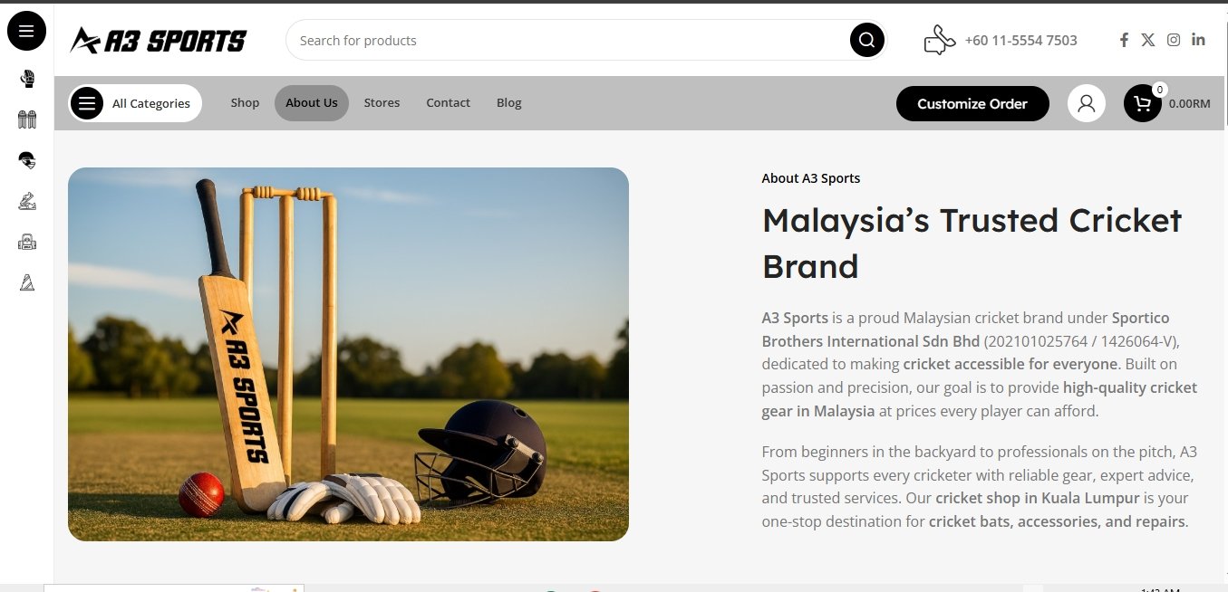 A3 Sports Website