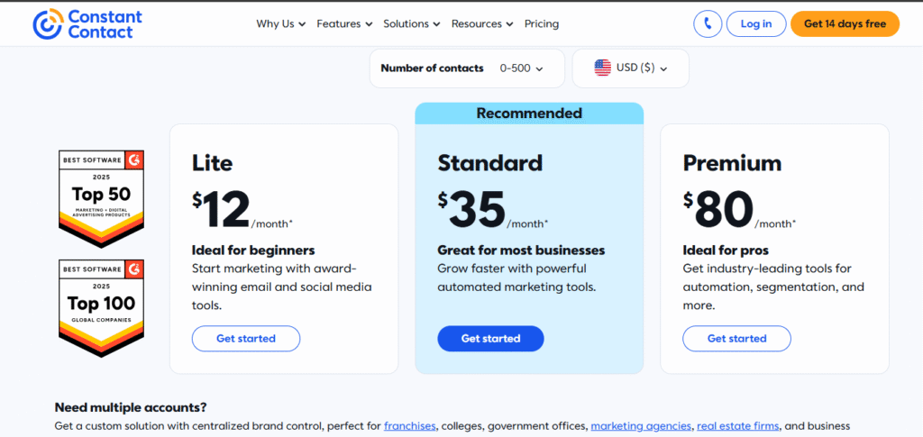 Constant Contact Pricing