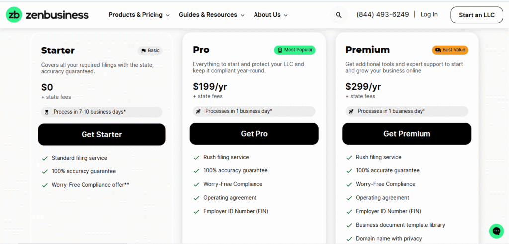 ZenBusiness Pricing